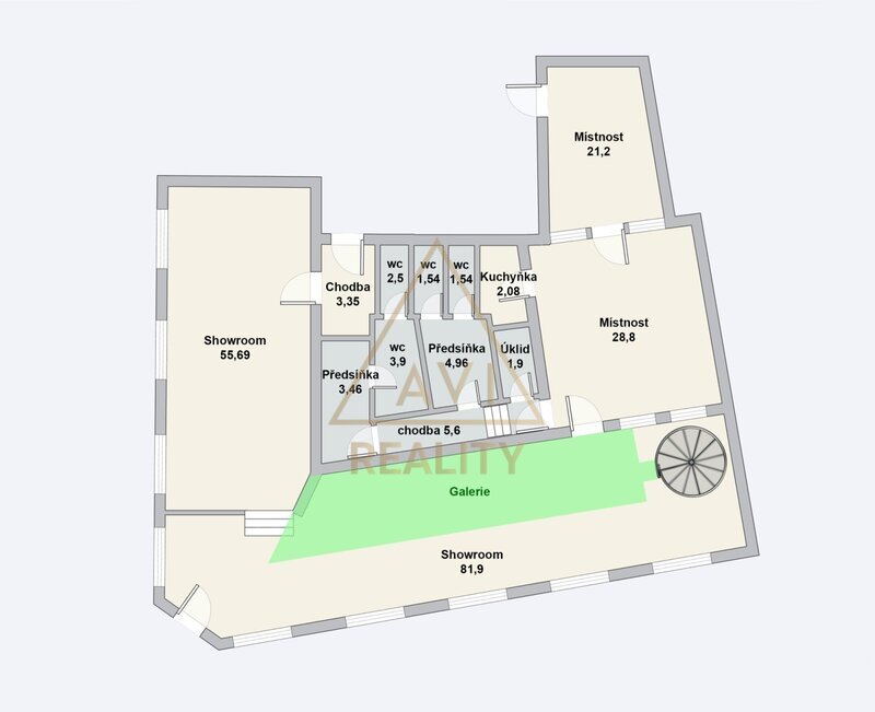 Multifunkční prostor k pronájmu ideální pro gastro showroom studio Praha 10 Vršovice Ćernomořská