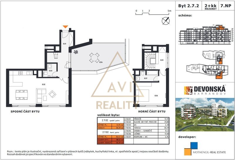 Exluzivní prodej luxusního mezonetového bytu 2+kk 88m2 s terasou 30m2